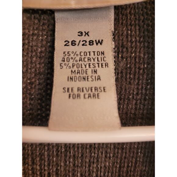 Catherines Black Chevron Cardigan Sweater 3X Open Front Semi Sheer Plus Size - Picture 6 of 8